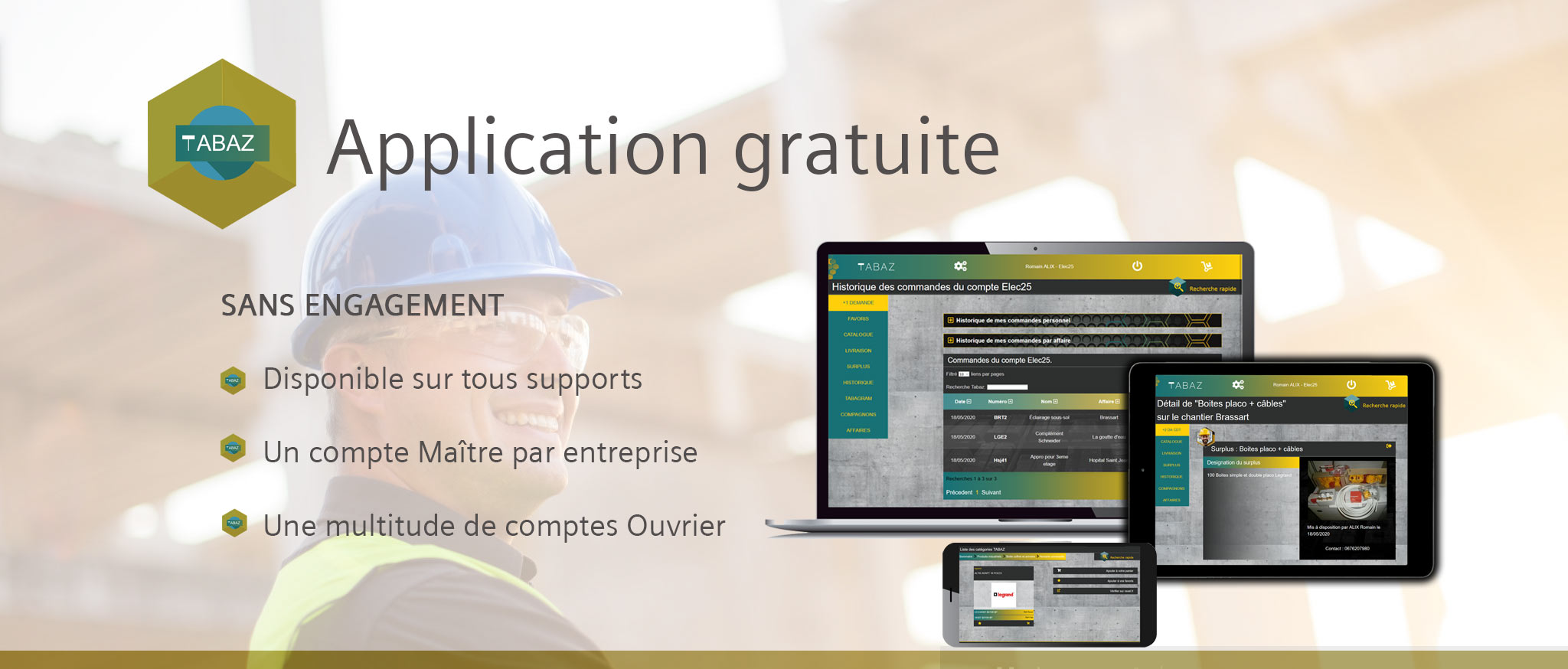 Description application gestion de chantier Tabaz